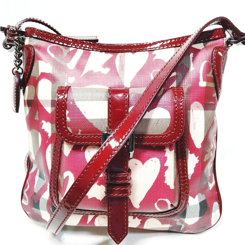 BURBERRY HEART NOVA CHECK BORDEAUX CROSSBODY
